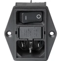 Schurter C14 Straight Panel Mount IEC Connector, 250V, 10A, Female, Fuse Size 17.8 x 11.1 mm 3-131-465