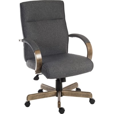 RS PRO Grey Fabric Executive Office Chair, Wheeled, Adjustable Height 470-560mm, 115 kg Capacity 221-6335
