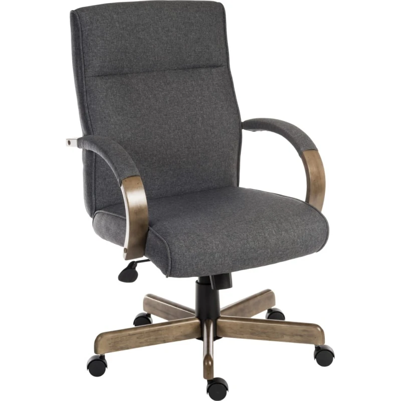RS PRO Grey Fabric Executive Office Chair, Wheeled, Adjustable Height 470-560mm, 115 kg Capacity 221-6335