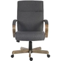 RS PRO Grey Fabric Executive Office Chair, Wheeled, Adjustable Height 470-560mm, 115 kg Capacity 221-6335