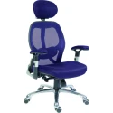 RS PRO Blue Fabric Executive Office Chair, Adjustable Height 430-550mm, 150 kg Weight Capacity 221-6338