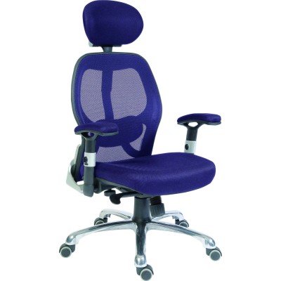 RS PRO Blue Fabric Executive Office Chair, Adjustable Height 430-550mm, 150 kg Weight Capacity 221-6338