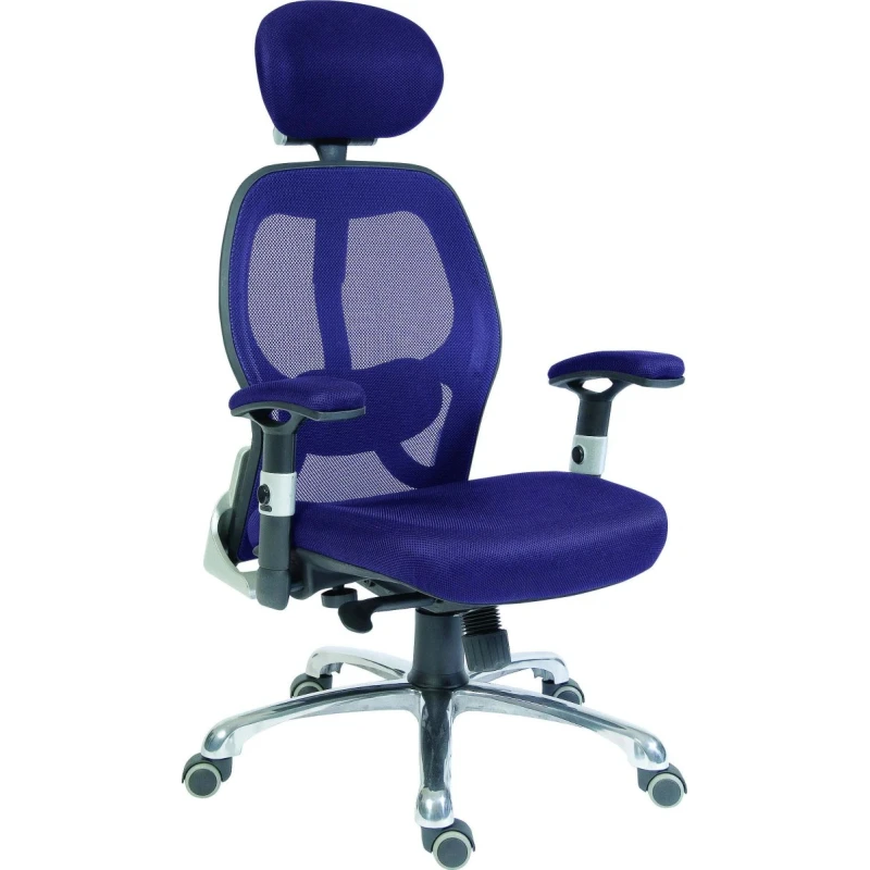 RS PRO Blue Fabric Executive Office Chair, Adjustable Height 430-550mm, 150 kg Weight Capacity 221-6338
