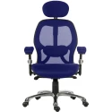 RS PRO Blue Fabric Executive Office Chair, Adjustable Height 430-550mm, 150 kg Weight Capacity 221-6338