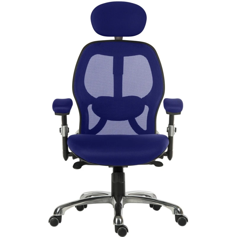 RS PRO Blue Fabric Executive Office Chair, Adjustable Height 430-550mm, 150 kg Weight Capacity 221-6338