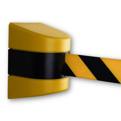 RS PRO Retractable Safety Barrier with Black and Yellow Cloth Tape, ABS Material, 9m Tape Length 221-7883