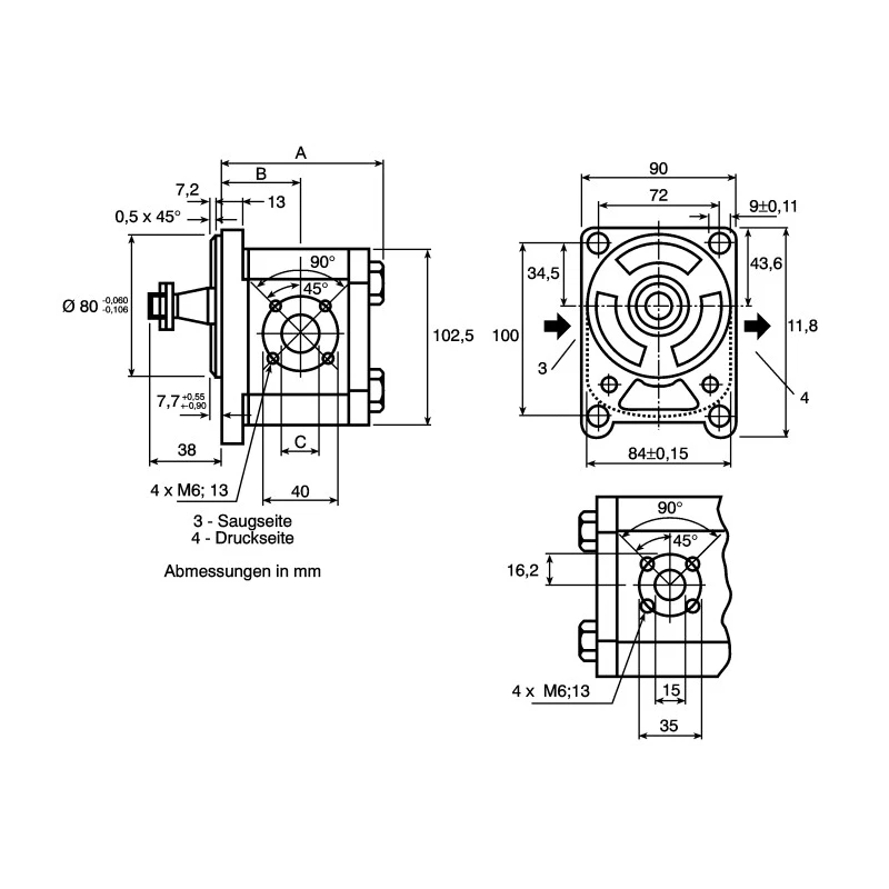 Bosch Rexroth Hydraulic Pump Flange 20 mm Companion Flange R900321448