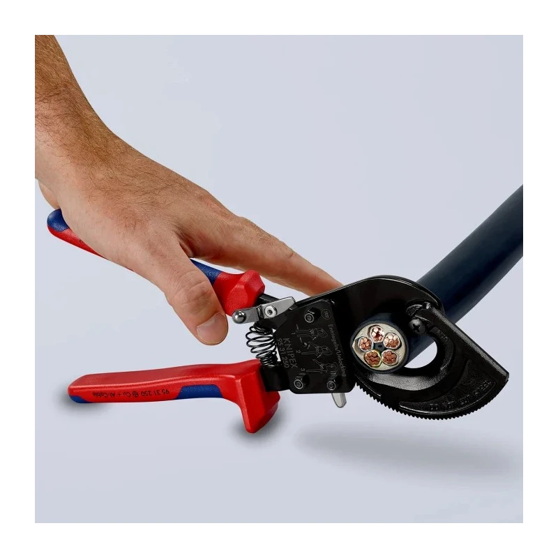 Knipex Flush Ratchet Cable Cutter 250mm Overall Length Steel Jaw, 32mm Cutting Capacity 95 31 250