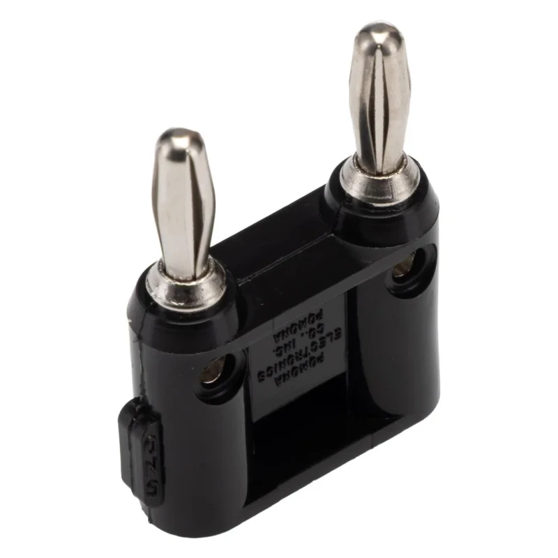 Pomona Black Male Banana Plug Stackable Double Banana Connector 4.22 mm, Screw Termination, 5kV, 15A, Gold Plated MDP-0