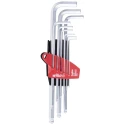 Wiha 9 Piece L Metric Hex Key Set, Hex Size 1.5 to 10 mm, Chrome Vanadium Steel, Brilliant Chrome Plated Finish 07185