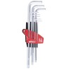 Wiha 9 Piece L Metric Hex Key Set, Hex Size 1.5 to 10 mm, Chrome Vanadium Steel, Brilliant Chrome Plated Finish 07185