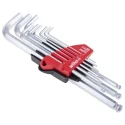 Wiha 9 Piece L Metric Hex Key Set, Hex Size 1.5 to 10 mm, Chrome Vanadium Steel, Brilliant Chrome Plated Finish 07185