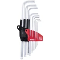 Wiha 9 Piece L Metric Hex Key Set, Hex Size 1.5 to 10 mm, Chrome Vanadium Steel, Brilliant Chrome Plated Finish 07185