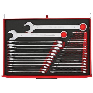 Teng Tools 31-Piece Ratchet Spanner Set, Sizes 5.5 to 38 mm, Chrome Vanadium Steel, Satin Finish TTESP31