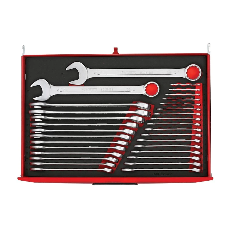 Teng Tools 31-Piece Ratchet Spanner Set, Sizes 5.5 to 38 mm, Chrome Vanadium Steel, Satin Finish TTESP31