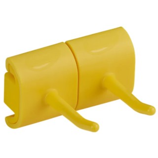 Vikan Hygienic Wall Bracket Double Hook Mop Holder, Polypropylene, Yellow 10146