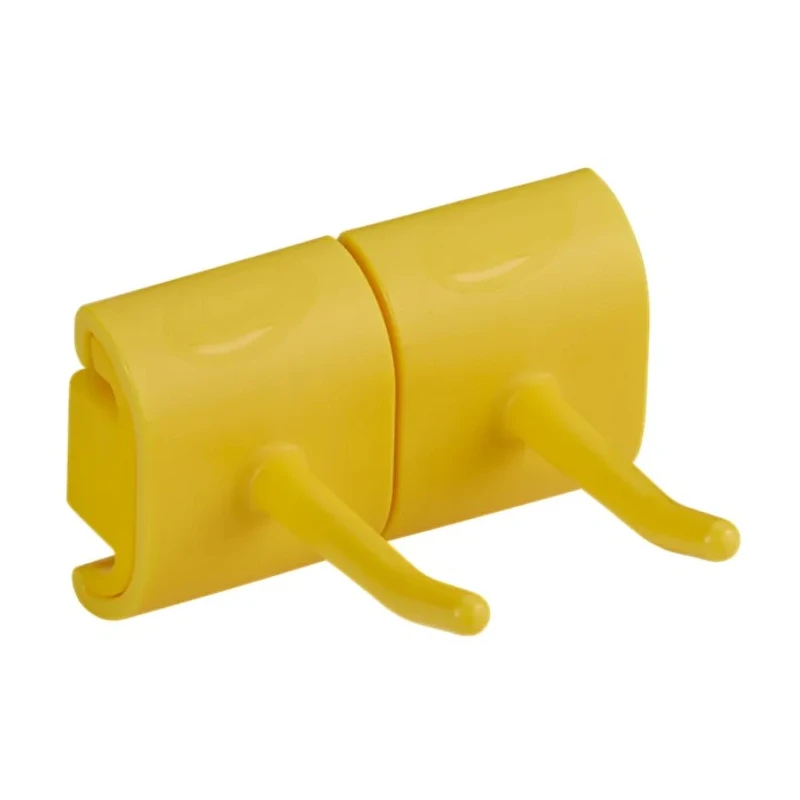 Vikan Hygienic Wall Bracket Double Hook Mop Holder, Polypropylene, Yellow 10146