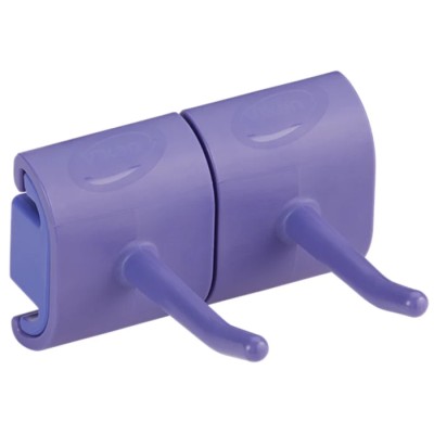 Vikan Purple Polypropylene Mop Holder with Hygienic Wall Bracket Double Hook Module 10148