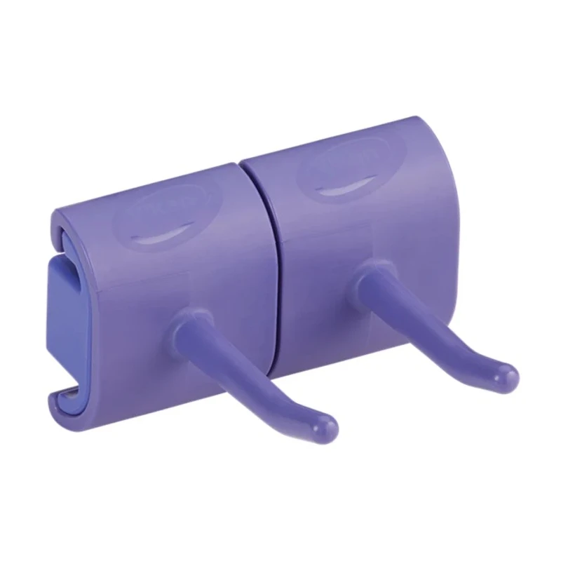 Vikan Purple Polypropylene Mop Holder with Hygienic Wall Bracket Double Hook Module 10148