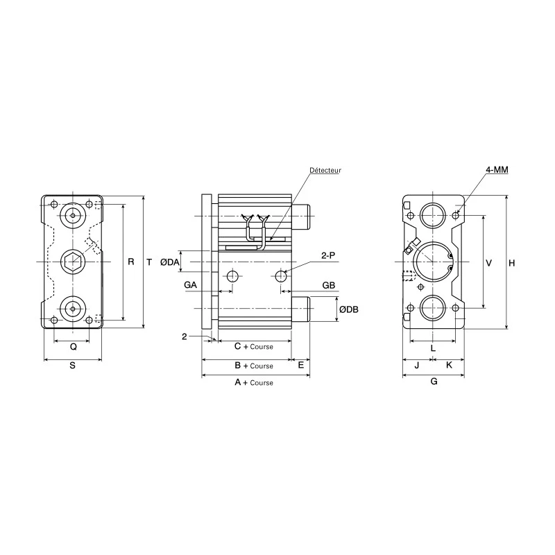 SMC Pneumatic Guided Cylinder 12mm Bore, MGQ Series, 50mm Stroke, Double Acting, Direct Mount, Rubber Cushioning MGQM12-50