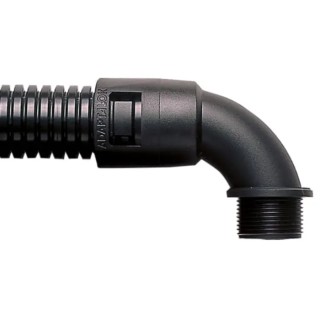 Adaptaflex Black Polyamide 66 Conduit Fitting, 21 mm Nominal Size, M20 Thread, IP66 Rated 7TCA296000R0596 AL21/M20/C90/BL
