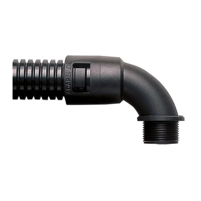 Adaptaflex Black Polyamide 66 Conduit Fitting, 21 mm Nominal Size, M20 Thread, IP66 Rated 7TCA296000R0596 AL21/M20/C90/BL