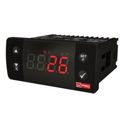 RS PRO Panel Mount On-Off Temperature Controller 1 Input, 1 Output Relay 24V 4 Digits LED Display 222-8122