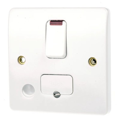 MK Electric 13A 1 Gang Switched Fused Spur 250V AC Logic Plus Frame Mount K1070 WHI