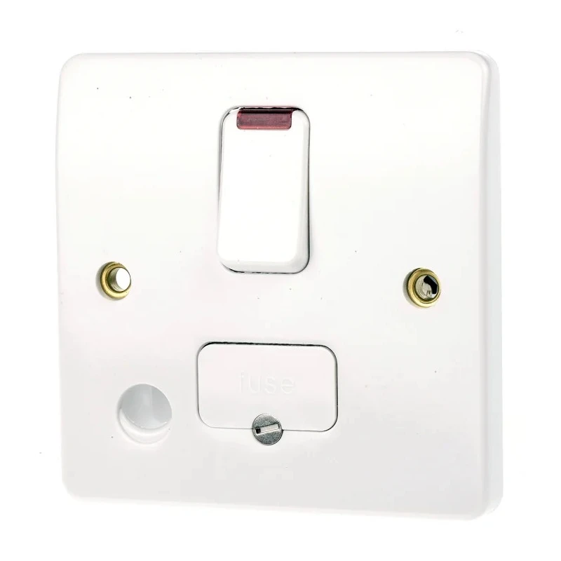 MK Electric 13A 1 Gang Switched Fused Spur 250V AC Logic Plus Frame Mount K1070 WHI