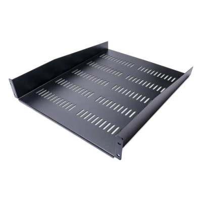 StarTech.com Black Vented Rack Shelf 2U, 483 mm Width x 22 in Depth, 23 kg Load Capacity CABSHELF22V