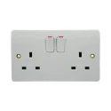 MK Electric 13A White 2 Gang Plug Socket Logic Plus Indoor Type G British K2747 WHI