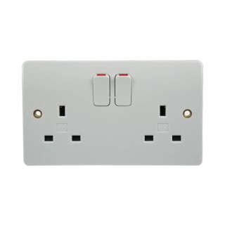 MK Electric 13A White 2 Gang Plug Socket Logic Plus Indoor Type G British K2747 WHI