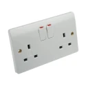 MK Electric 13A White 2 Gang Plug Socket Logic Plus Indoor Type G British K2747 WHI