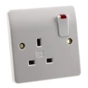 MK Electric 13A White 1 Gang Flush Mount Plug Socket Logic Plus Indoor Type G K2657 WHI