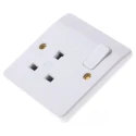 MK Electric 13A White 1 Gang Flush Mount Round Shuttered Plug Socket Logic Plus K1257 WHI