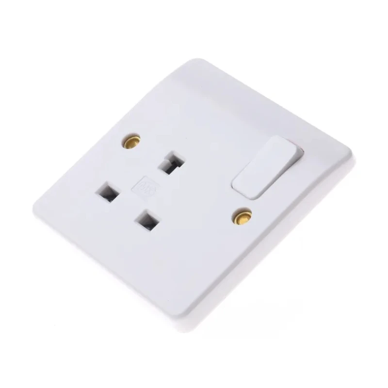 MK Electric 13A White 1 Gang Flush Mount Round Shuttered Plug Socket Logic Plus K1257 WHI