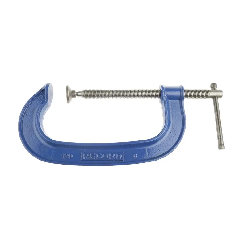 Record General Purpose G Clamp 150 mm Jaw Opening 80 mm Jaw Depth 800 kg Clamping Force Forged Steel Blue Finish T1206