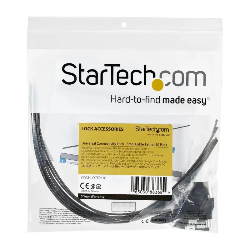 StarTech.com Laptop Lock Cable Lock Security Cable Tether for Use with Adapters, Dongles CONNLOCKPK10