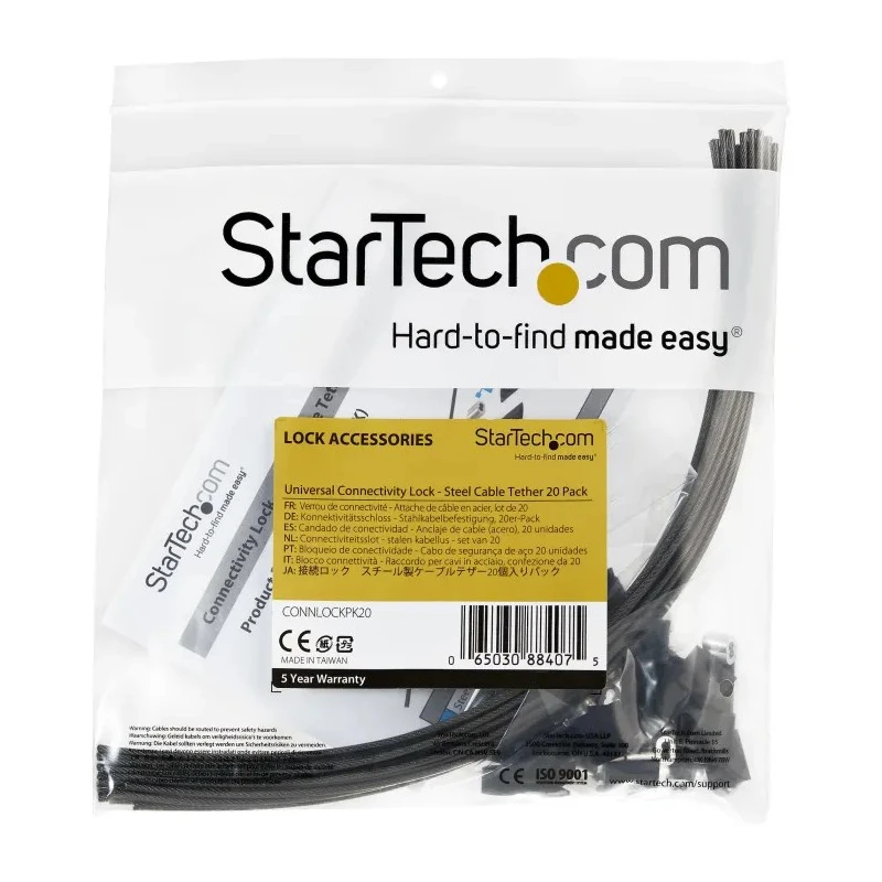 StarTech.com Security Cable Tether Laptop Lock Cable Lock for Dongles and Adapters CONNLOCKPK20