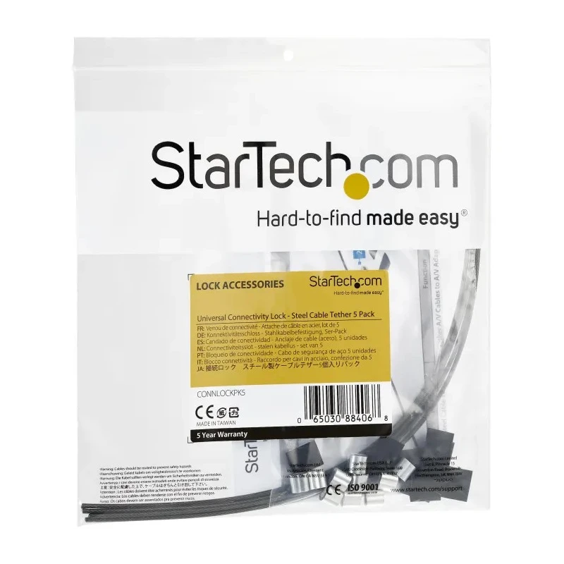 StarTech.com Laptop Lock Cable Lock Security Cable Tether For Use With Dongles, Adapters CONNLOCKPK5