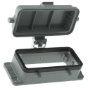 HARTING Han B Range Heavy Duty Power Connector Housing Bulkhead Mount Die Cast Aluminium IP65 2 Lever Locking 09300160302