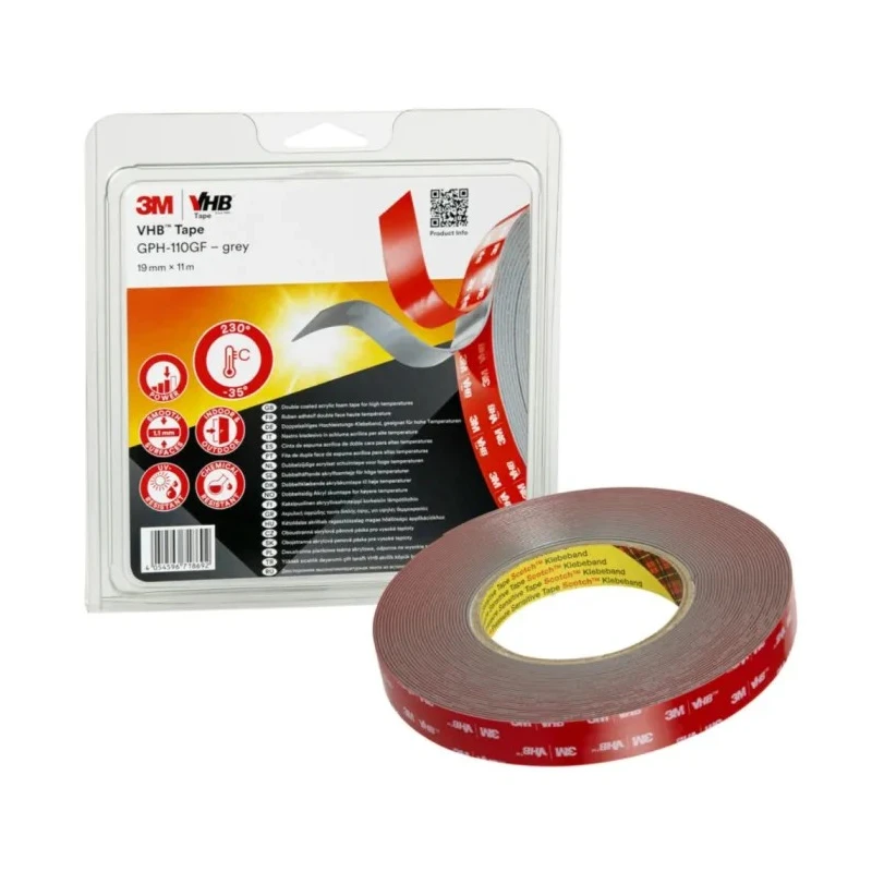 3M VHB GPH Grey Double Sided Acrylic Foam Adhesive Tape 19mm x 11m x 1.1mm Thickness GPH-110GF 19MM x 11M