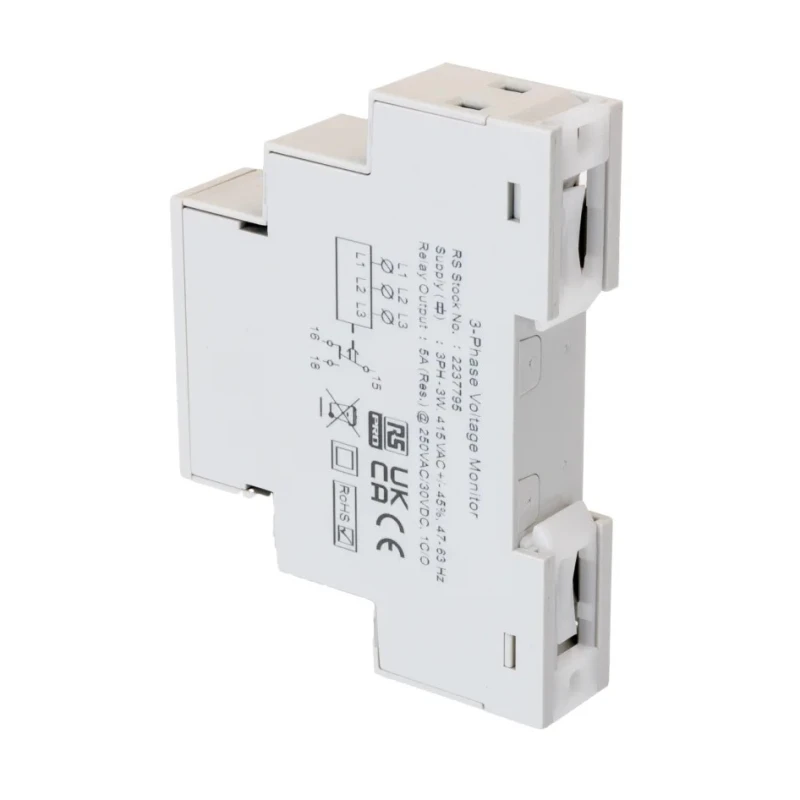 RS Pro 3 Phase Phase Loss Voltage Asymmetry Monitoring Relay SPDT DIN Rail 223-7795
