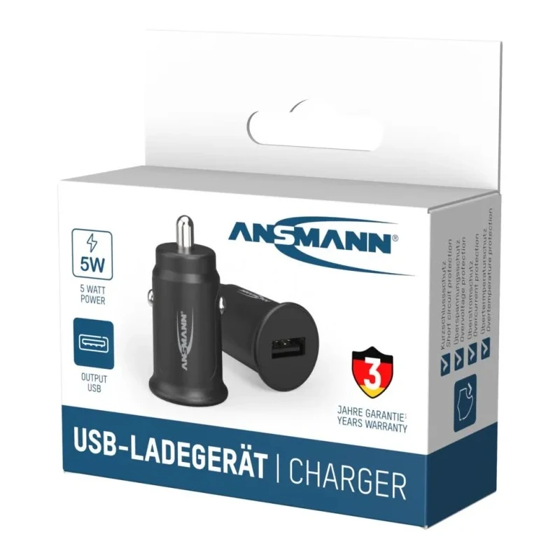 Ansmann Car Charger USB Type A 12-32V Input Voltage 5V DC Output 1A 30W 1000-0031-520