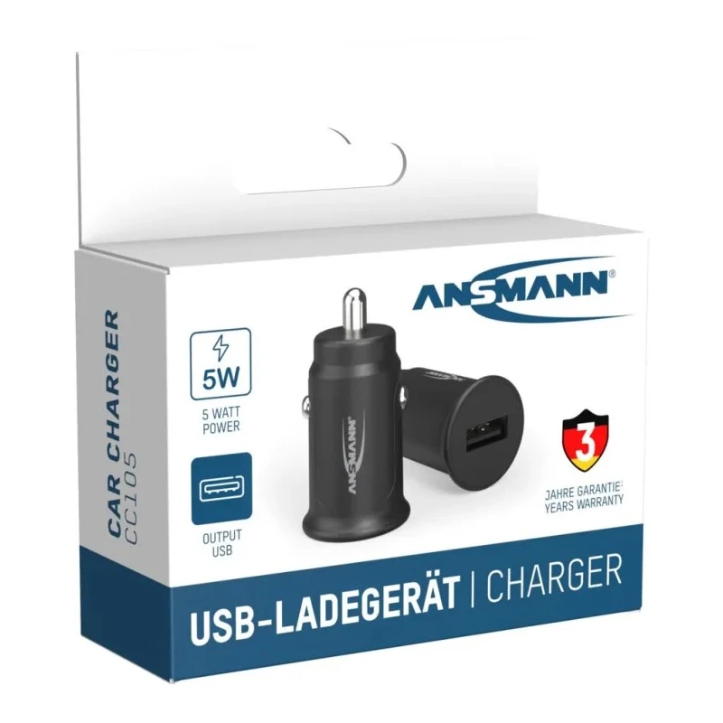 Ansmann Car Charger USB Type A 12-32V Input Voltage 5V DC Output 1A 30W 1000-0031-520