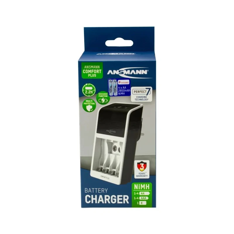 Ansmann Battery Charger for NiMH Batteries 1.2V, 8.4V, 9V Output, 650mA Charge Current, AAA, AA, 9V 1001-0094-44-03520