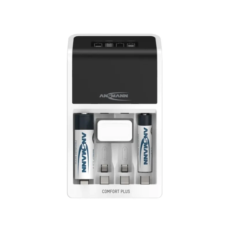 Ansmann Battery Charger for NiMH AA, AAA, 9 V Batteries, 4 Cells, 650mA Charge Current, UK Plug 1001-0094-44-02520