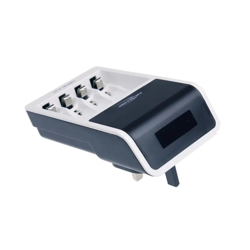 Ansmann Battery Charger for NiMH AA, AAA, 9 V Batteries, 4 Cells, 650mA Charge Current, UK Plug 1001-0094-44-02520