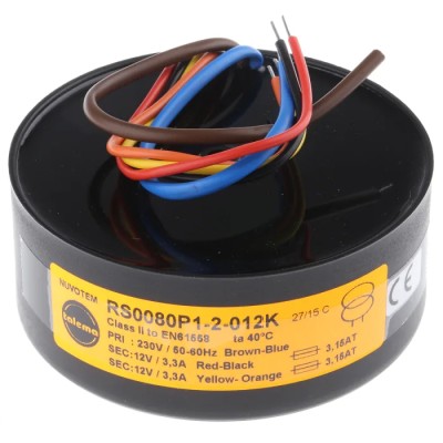 Nuvotem Talema Toroidal Transformer 230 V AC Primary, 2 x 12 V AC Secondary, 80 VA Power Output 0080P1-2-012K