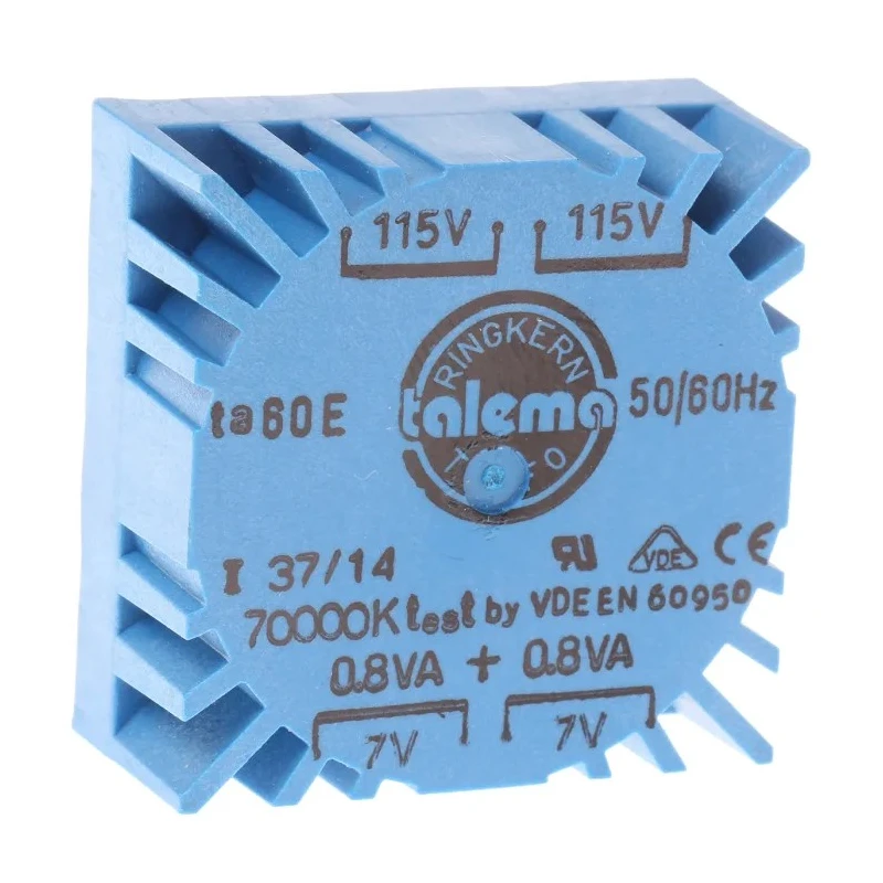 Nuvotem Talema 230 V ac 2 Output 2 x 7 V ac Toroidal Transformer 1.6 VA IEC UL 70000K